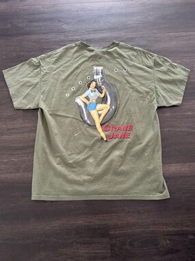 Y2K Crane Jane Certified Crane Crew T-shirt Olive Green